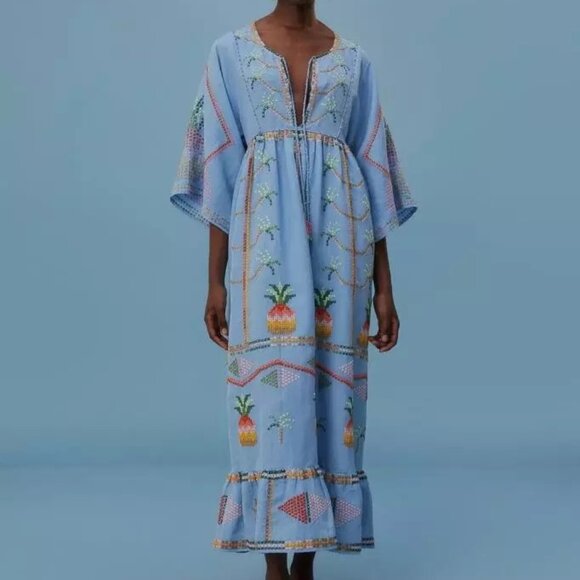 FARM Rio ~ Embroidered Pineapple Maxi Dress - Picture 3 of 5